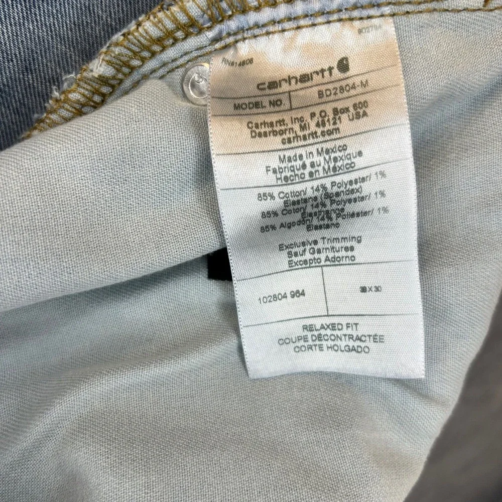 Carhartt Mens 38x30 Rugged Flex Relaxed Fit Jeans Light Wash Denim Stetch